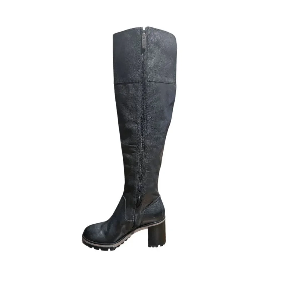 VINCE CAMUTO Dasemma Black Leather Over The Knee Boot Size 7.5M